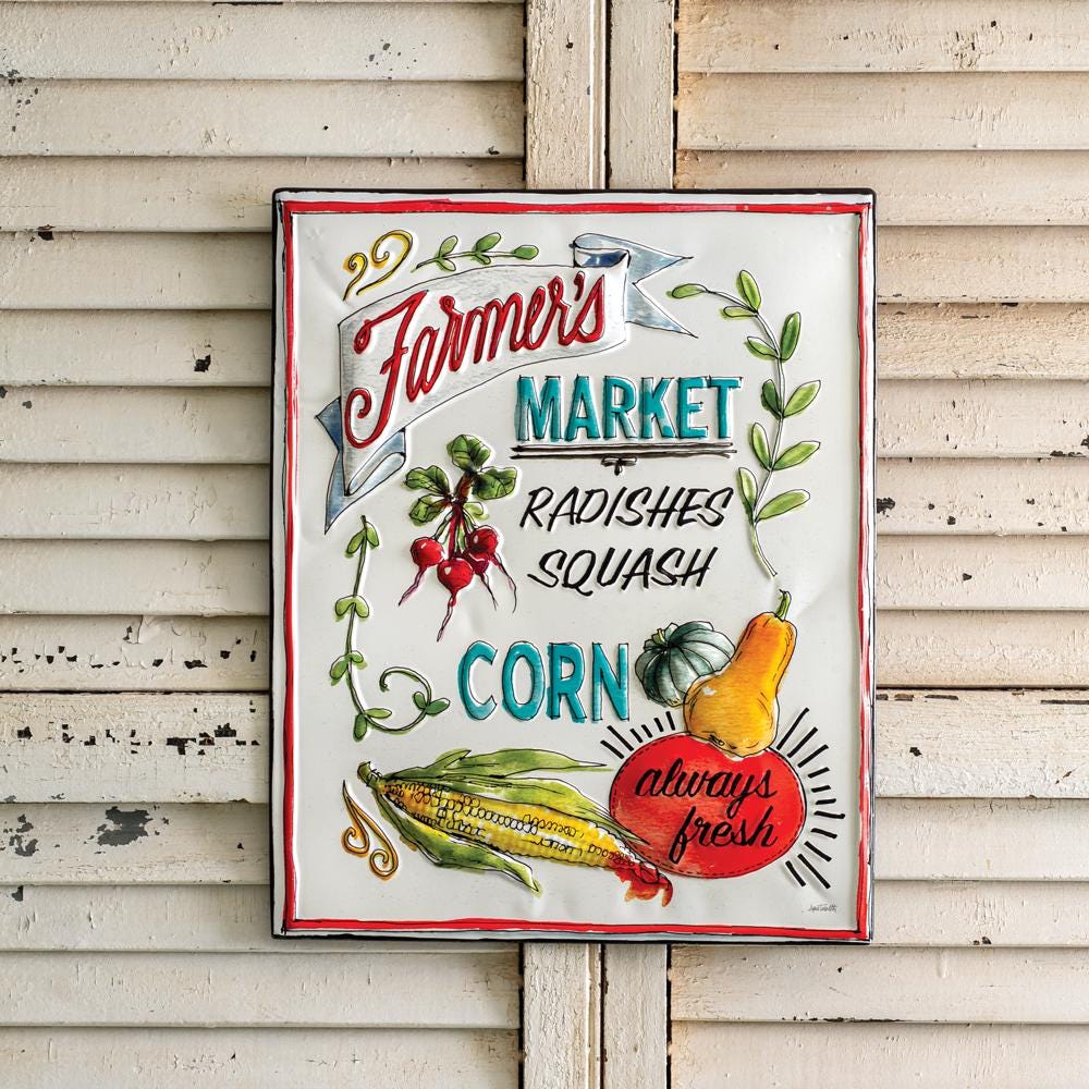 Farmers Market Metal Sign - Rustic Wall Decor