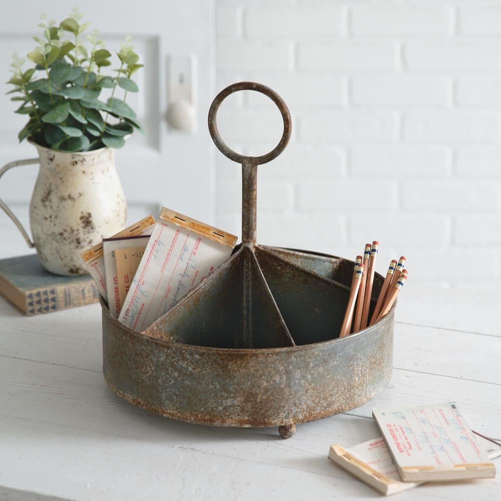 Farmhouse Denim Hardware Caddy – Rustic Metal Organizer