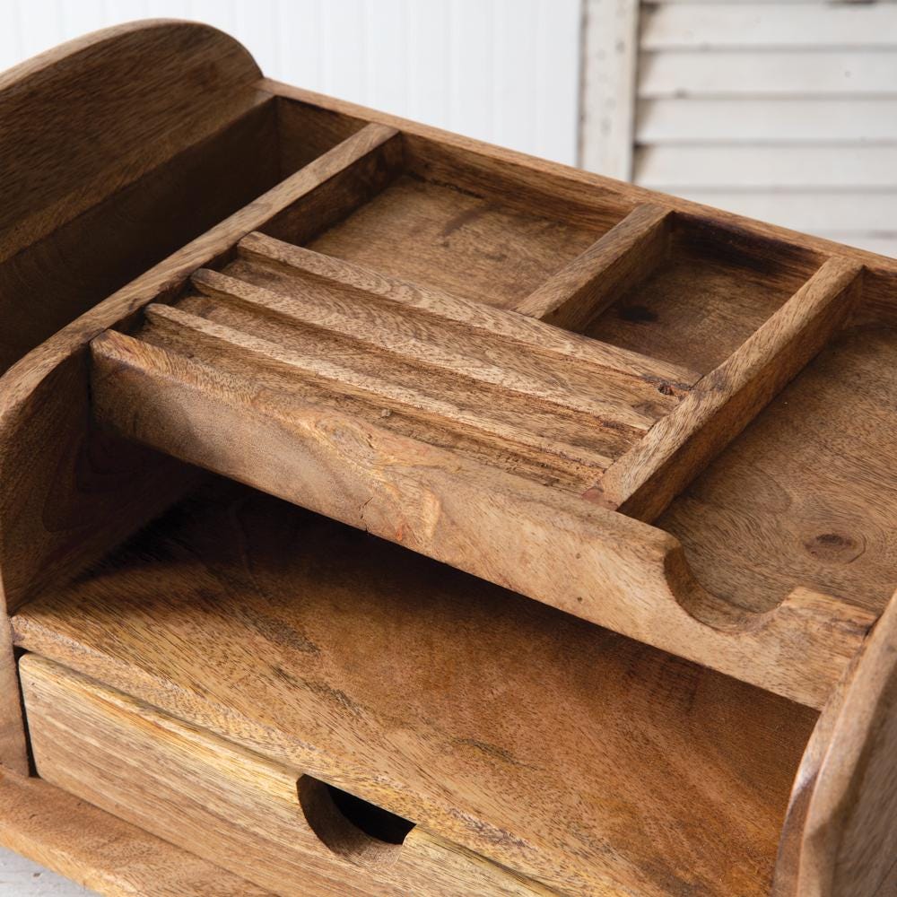 Wood Desk Organizer – Solid Mango Hardwood Office Storage