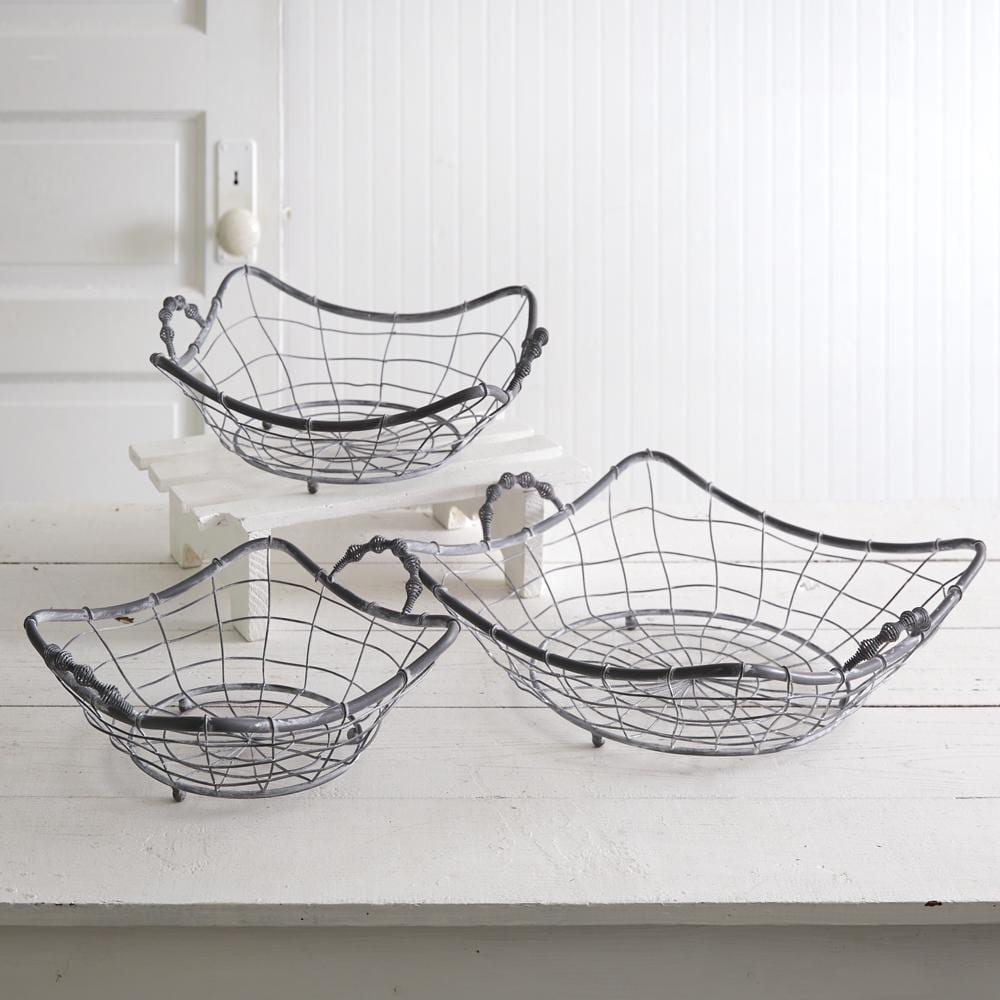 Set of Three French Country Wire Baskets – Nesting Storage