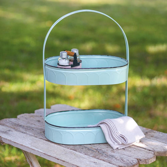 Two-Tiered Oval Seafoam Tray – Decorative & Functional