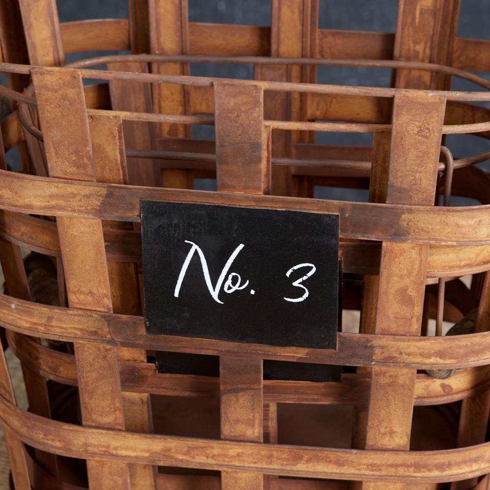Set of Three Rustic Numbered Baskets - Antique Metal Nesting Bins