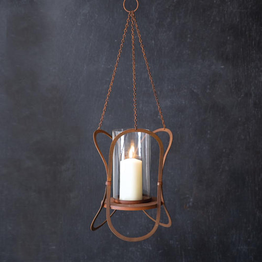 Large Rustic Hanging Lantern – 13.5" Primitive Outdoor Patio Decor