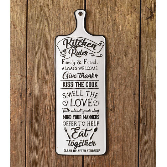Kitchen Rules Sign - Rustic Metal Wall Decor