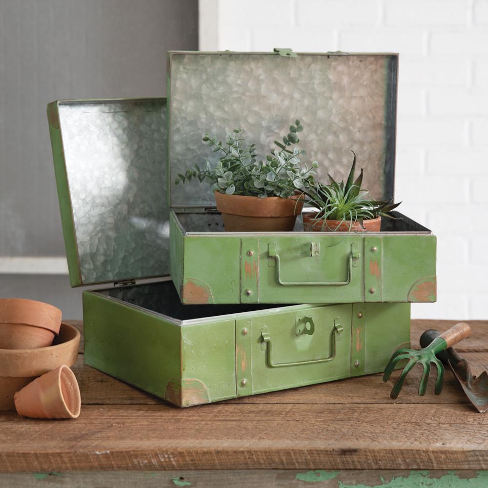 Set of Two Metal Trunks – Rustic Decorative Storage Boxes