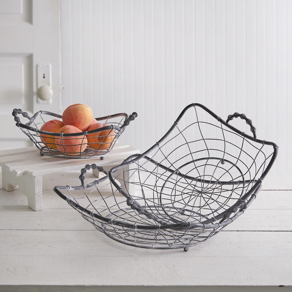 Set of Three French Country Wire Baskets – Nesting Storage