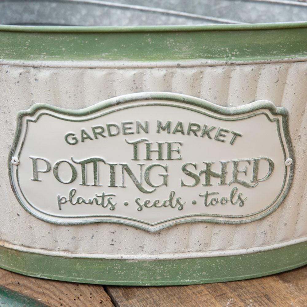 Set of Three Rustic Potting Shed Buckets – Galvanized Metal with Wood Handles