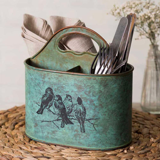 Songbirds Divided Caddy – Rustic Three-Section Organizer