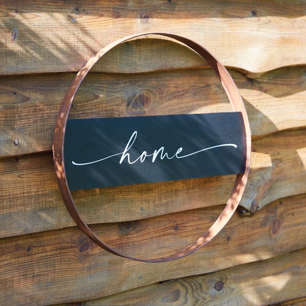 Rustic Metal Home Sign – Farmhouse Wall Decor with Weathered Finish