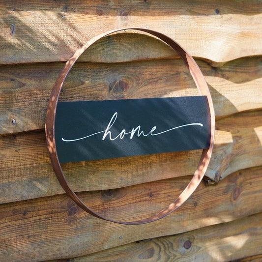 Rustic Metal Home Sign – Farmhouse Wall Decor with Weathered Finish