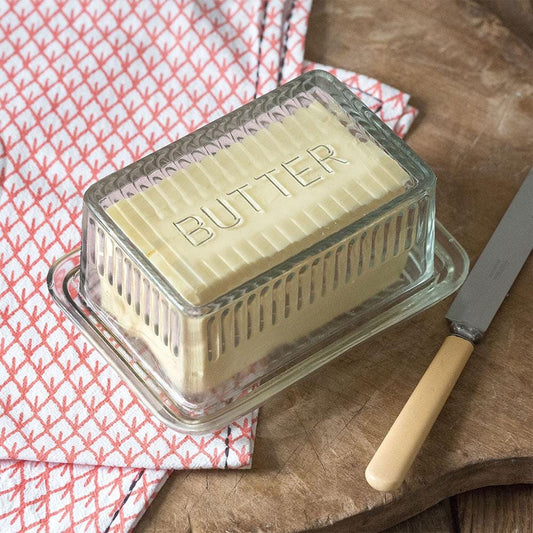 Glass Covered Butter Dish | Farmhouse Kitchen Butter Keeper