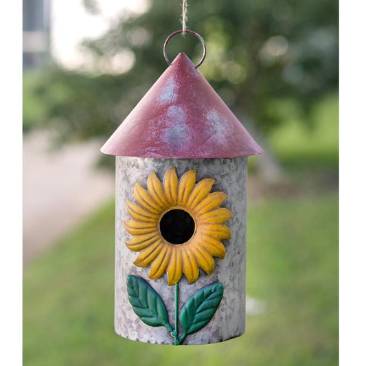 Sunflower Birdhouse – Rustic Metal Garden Decor
