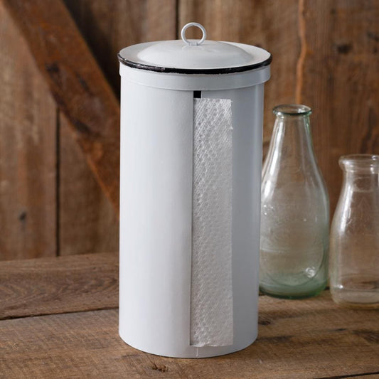 White Metal Paper Towel Dispenser – Rustic Farmhouse Kitchen Storage