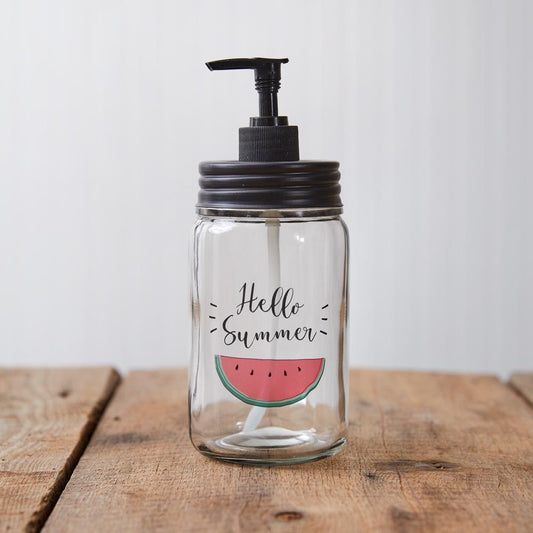 Hello Summer Soap Dispenser – Watermelon Glass Pump Bottle, 1 Pint
