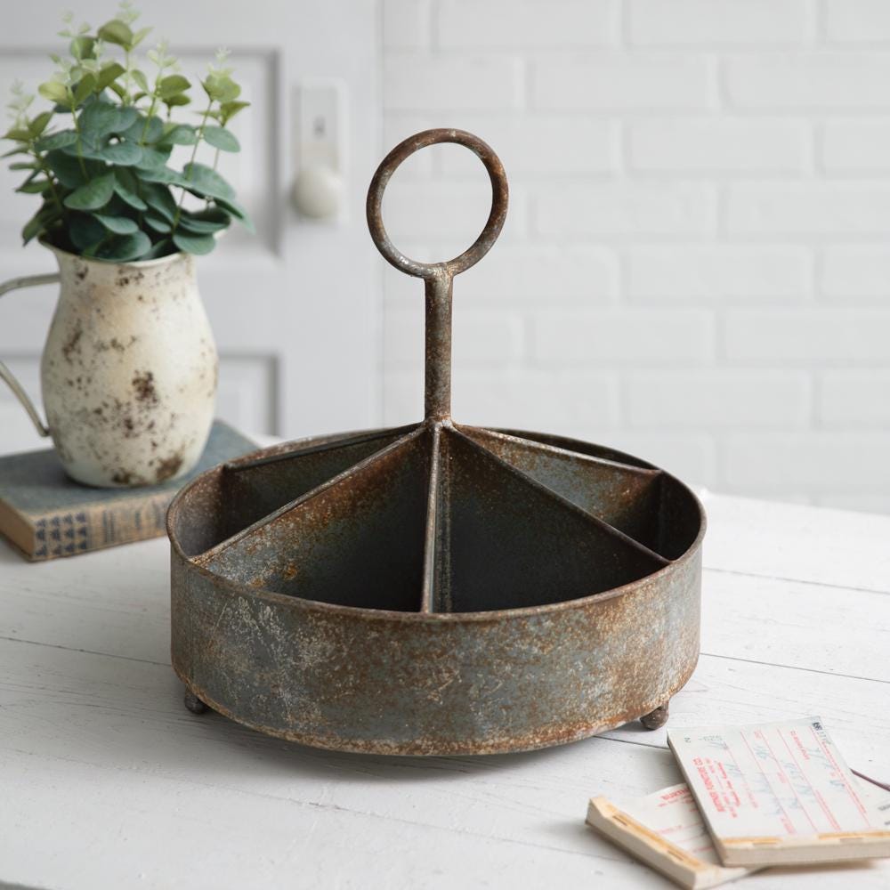 Farmhouse Denim Hardware Caddy – Rustic Metal Organizer