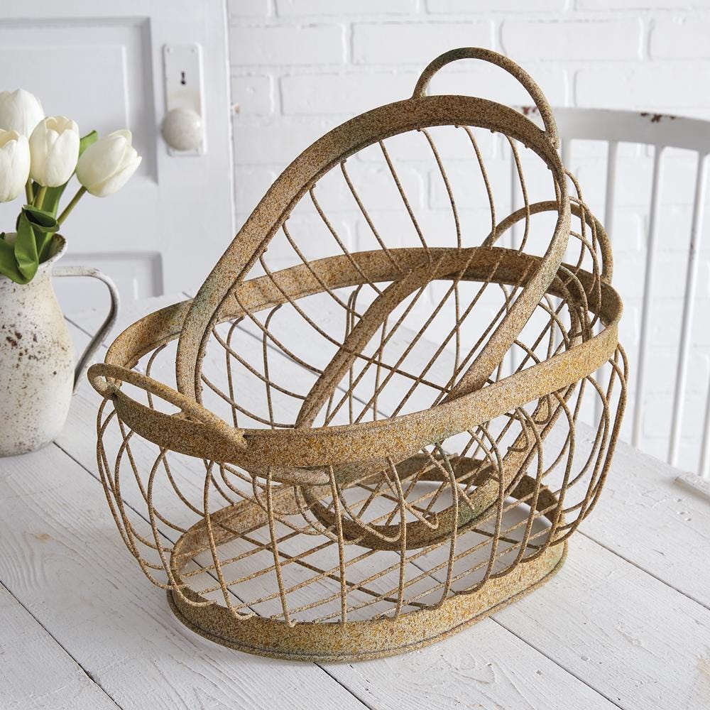 Set of Two Thornehill Wire Baskets – Rustic Home & Garden Storage