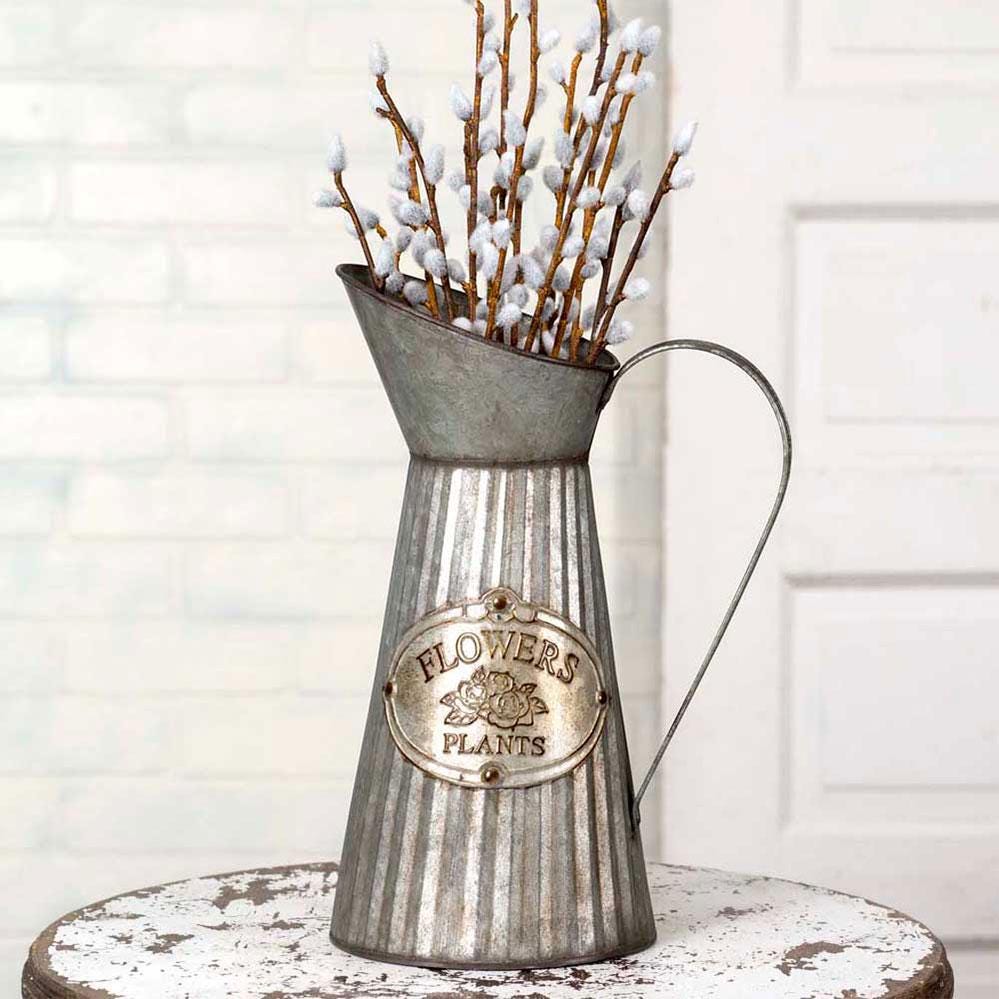 Rustic Tall Metal Pitcher with Handle