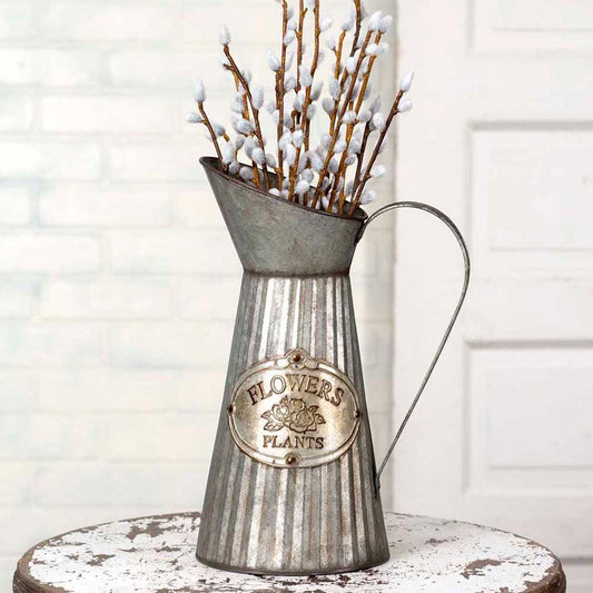 Rustic Tall Metal Pitcher with Handle