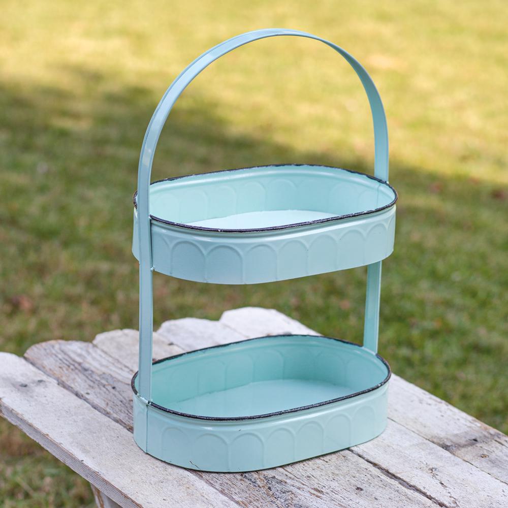 Two-Tiered Oval Seafoam Tray – Decorative & Functional