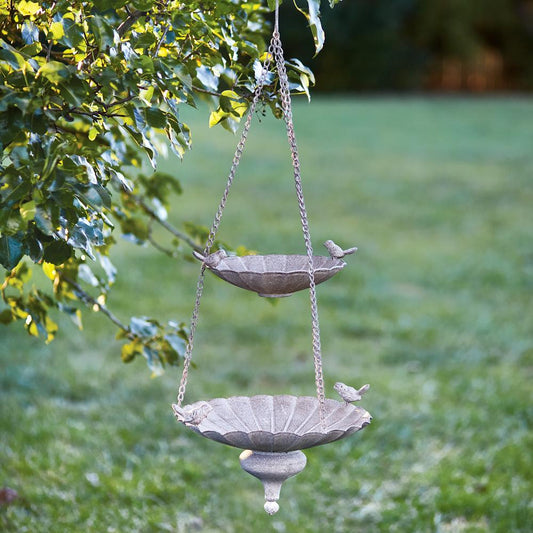 Stone Gardens Two-Tier Hanging Bird Feeder – Rustic Metal Garden Decor