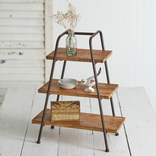 Rustic Tabletop A-Frame Shelves | Farmhouse Tiered Ladder Shelf Display