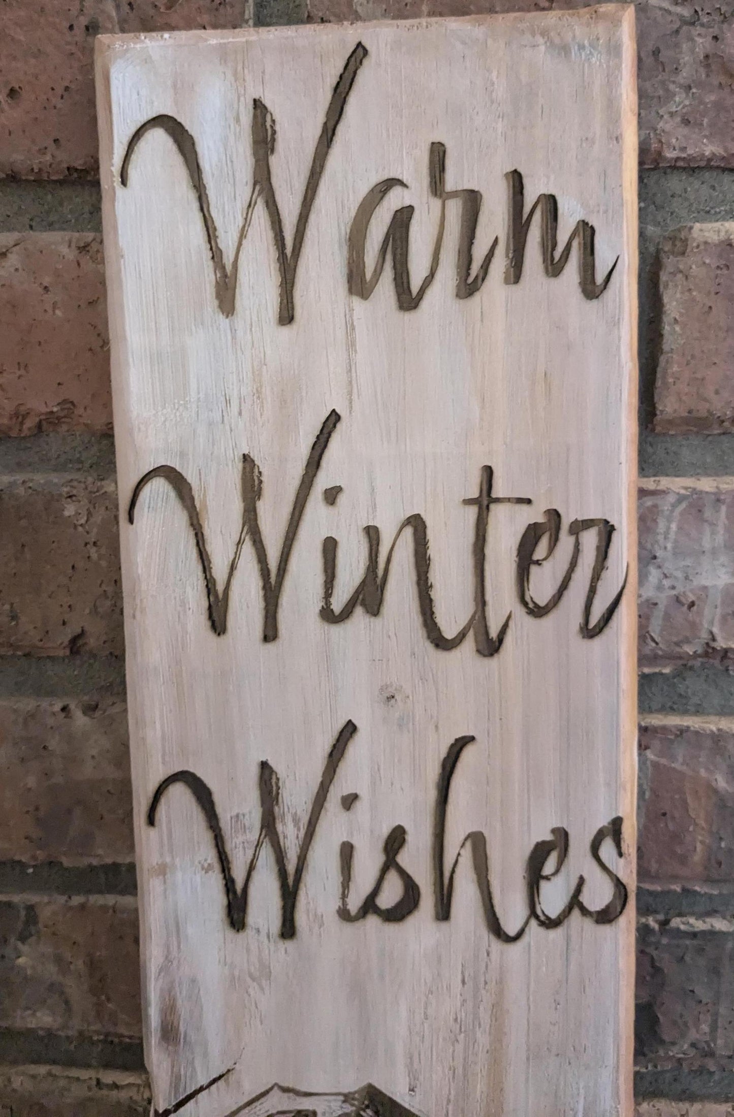 Handcrafted Wooden Winter Decor - "Warm Winter Wishes" | Forest and Mountain Scene-Fireplace, Front Porch, or Wall Hanging