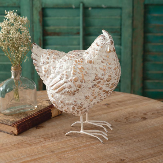 Rustic Farmhouse Tabletop Hen – Vintage-Inspired Chicken Figurine for Country Décor