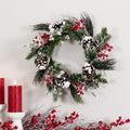 Snow Mixed Pine Berry Wreath – 20”D
