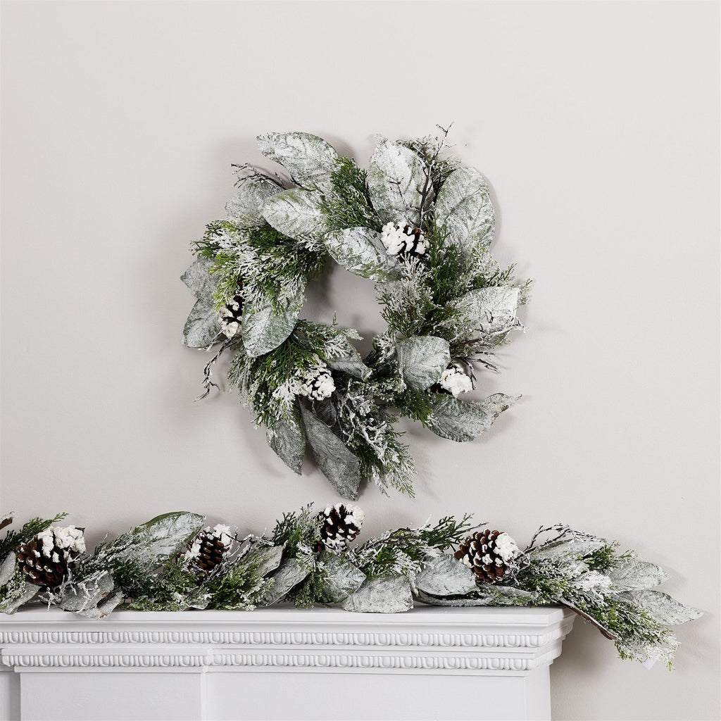 Cedar & Magnolia Leaf Wreath – 22”