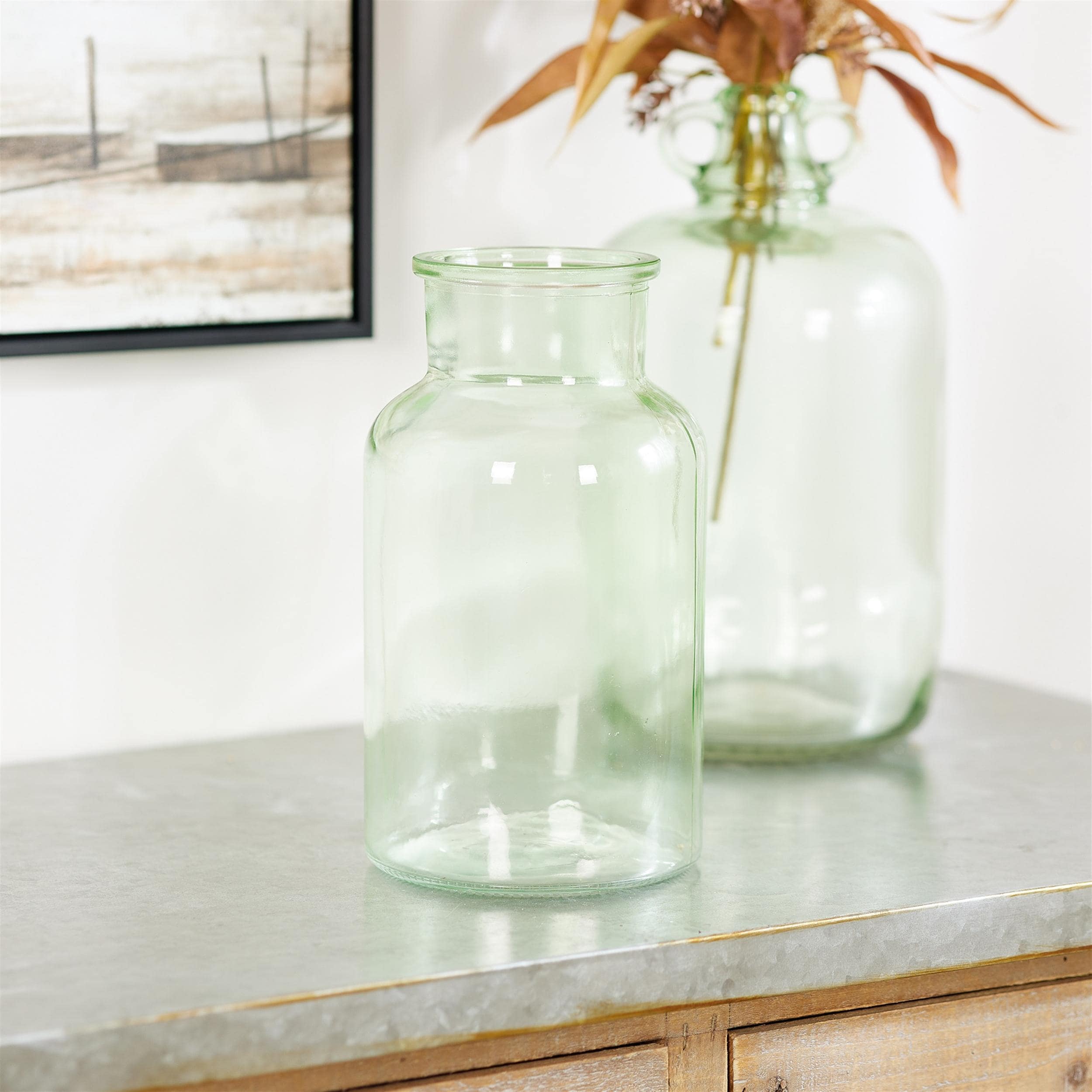 Sage Green Glass Vase – Farmhouse Floral Accent