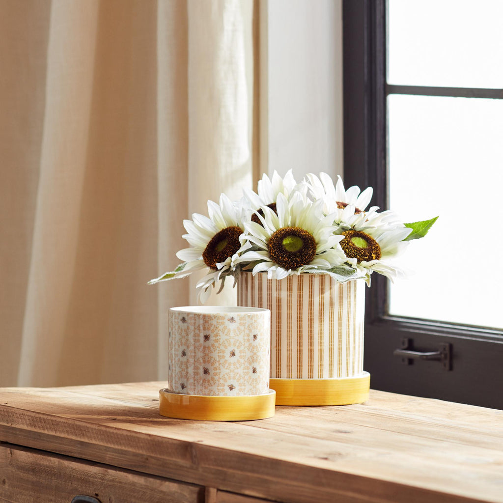 Bumble Bee Planter Set with Saucers (2 Sizes)