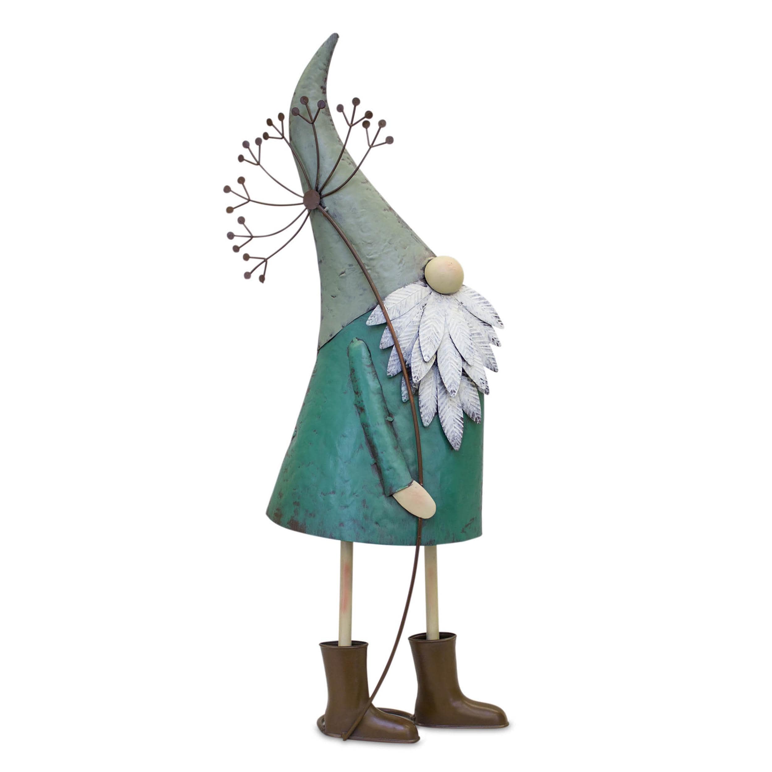 Large Rustic Metal Garden Gnomes – 27” Standing Outdoor Decor (Set of 2)