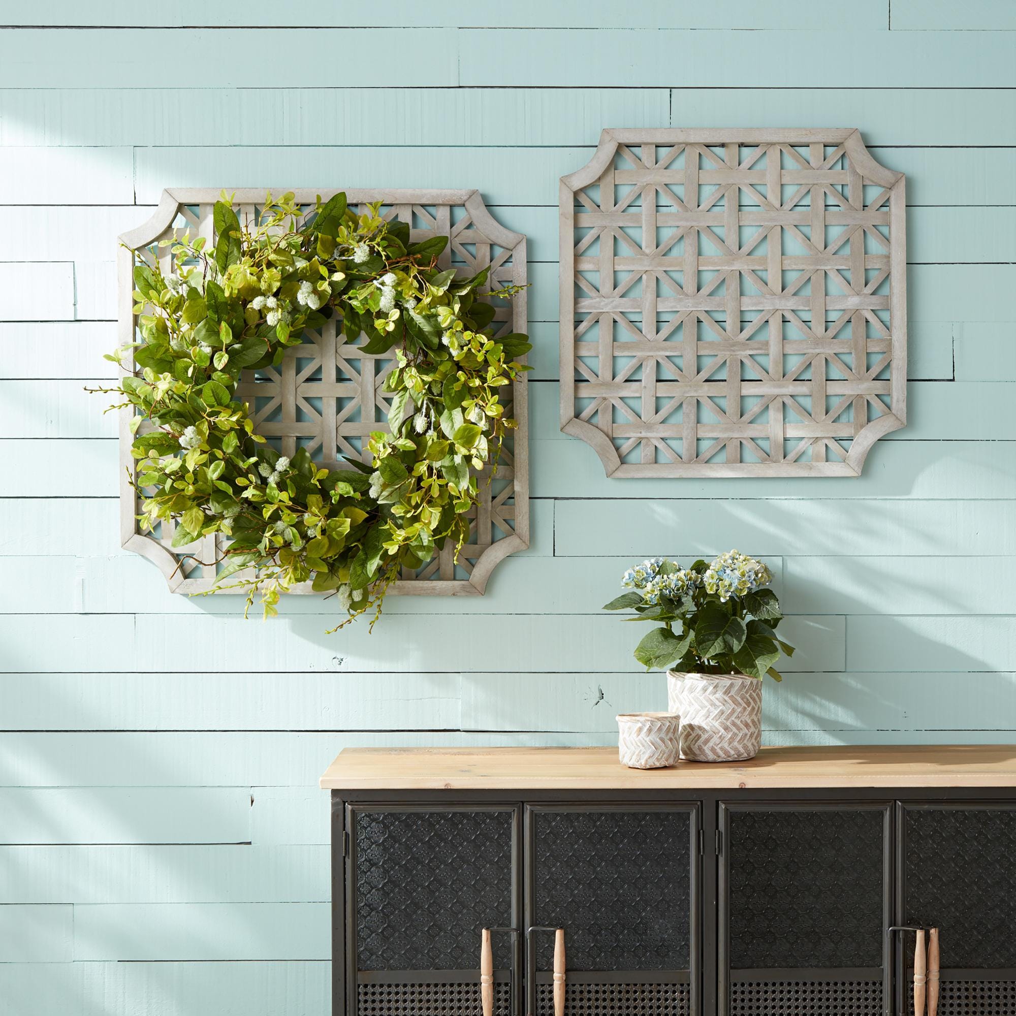 Woven Wood Wall Decor Set (2 Large Panels)