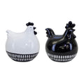 Black and White Farmhouse Chicken Decor – Terra Cotta Figurines (Set of 2)