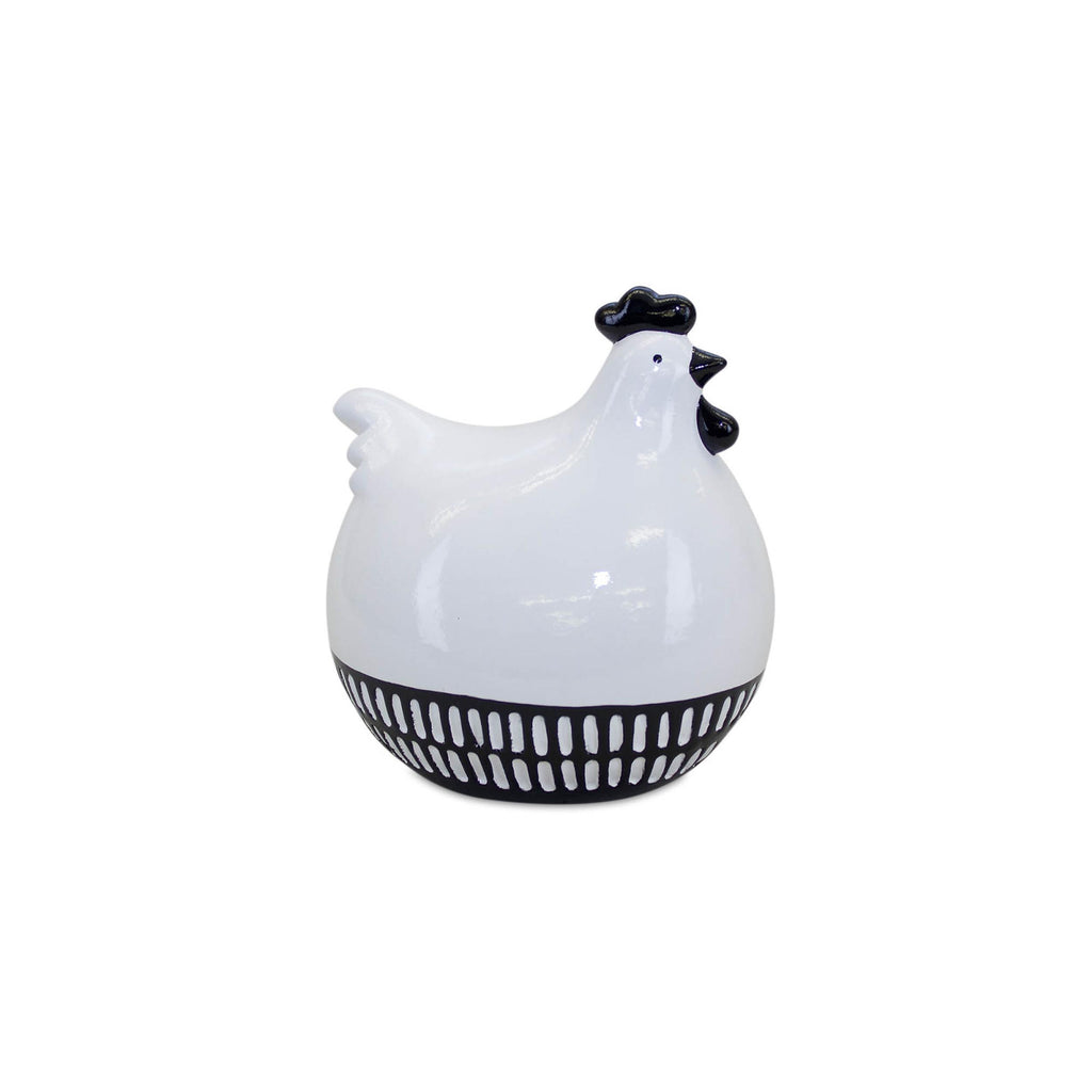 Black and White Farmhouse Chicken Decor – Terra Cotta Figurines (Set of 2)
