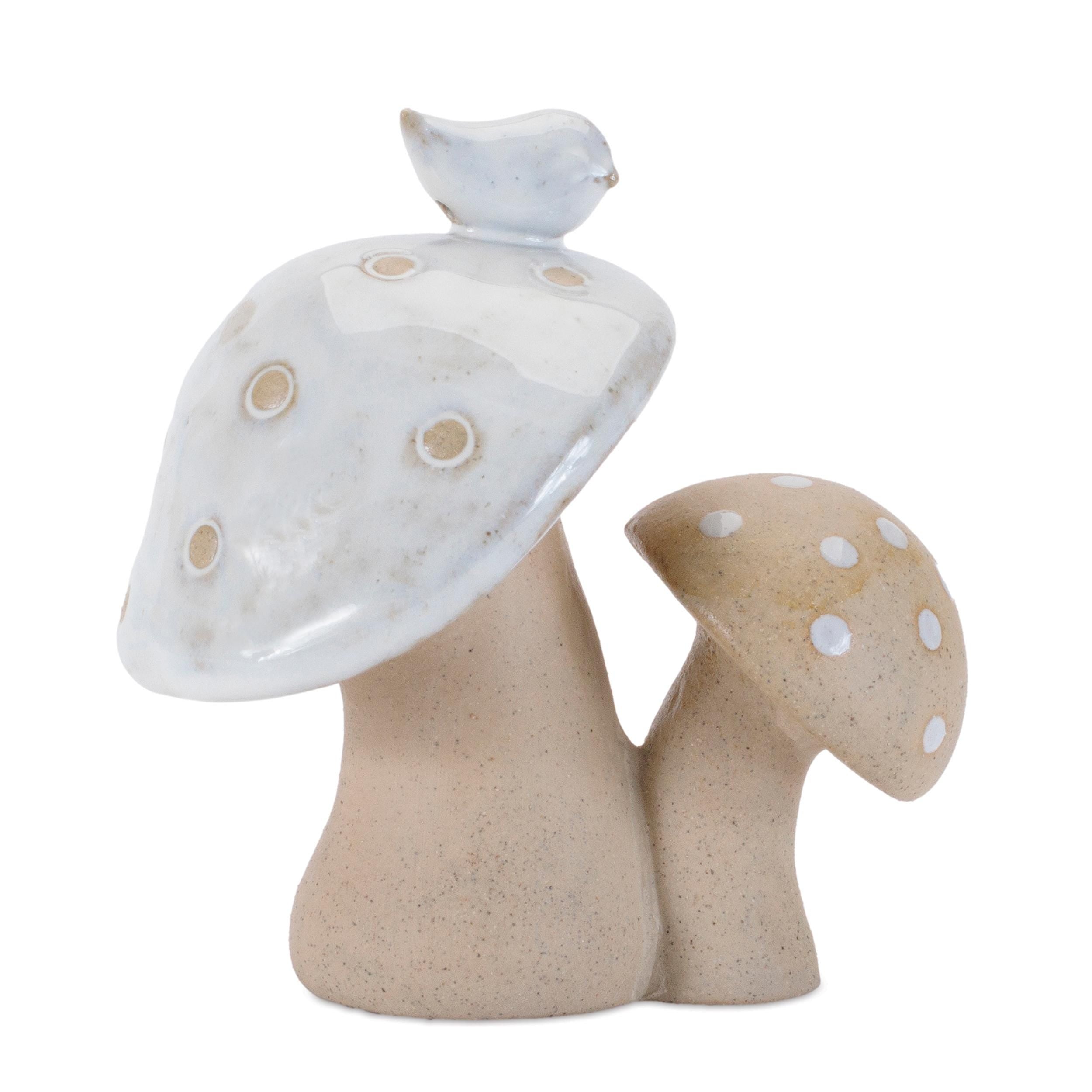 Neutral Porcelain Mushroom Decor Set – Cottage Farmhouse Shelf Accents (Set of 6)