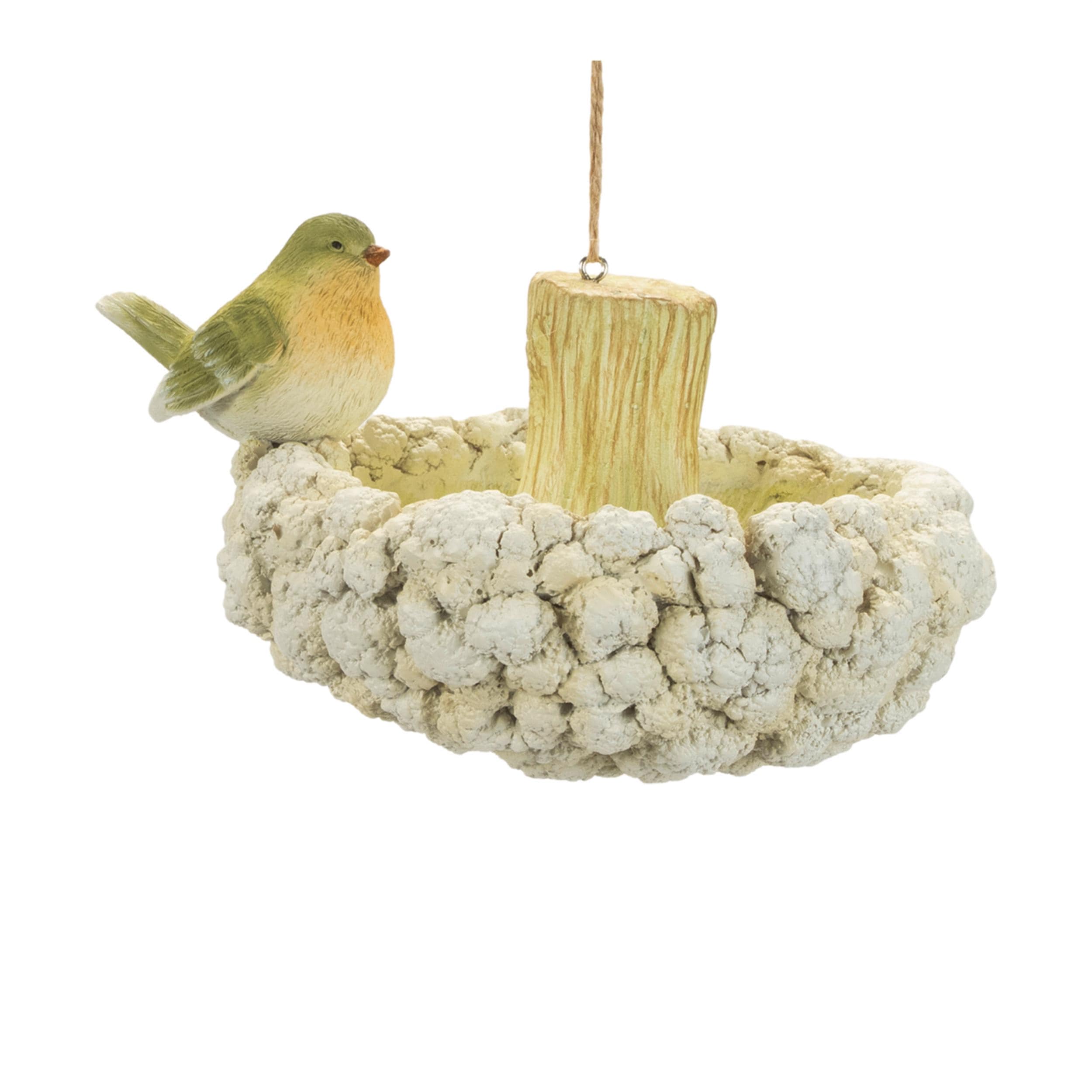 Rustic Birdhouse & Hanging Bird Bath Set | Farmhouse Garden Accent