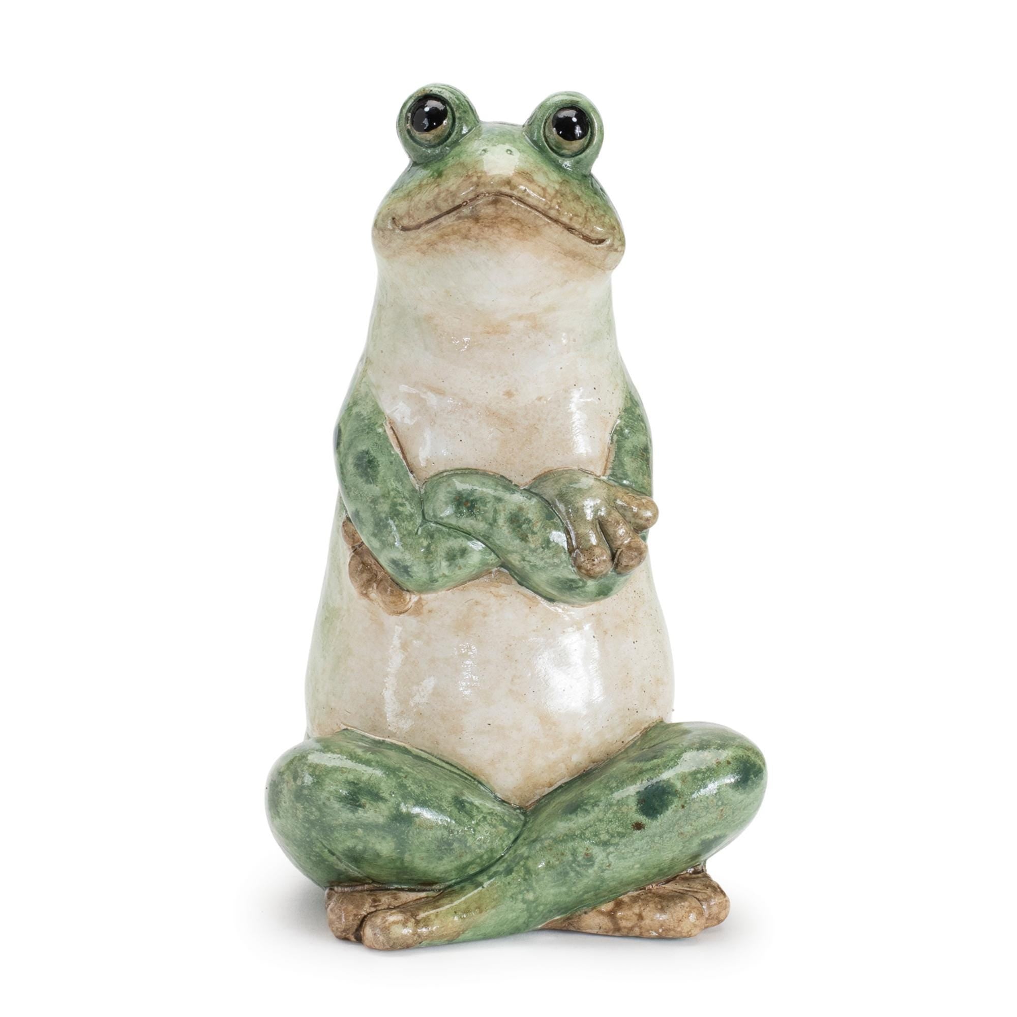 Ceramic Garden Frog Statues – Cottage Farmhouse Decor (Set of 2)