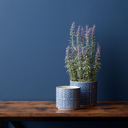 Blue and White Ceramic Planter Set (2 Sizes)