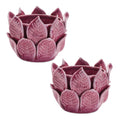 Plum Stoneware Bud Vases Set of 2 | Farmhouse Leaf Shelf Decor