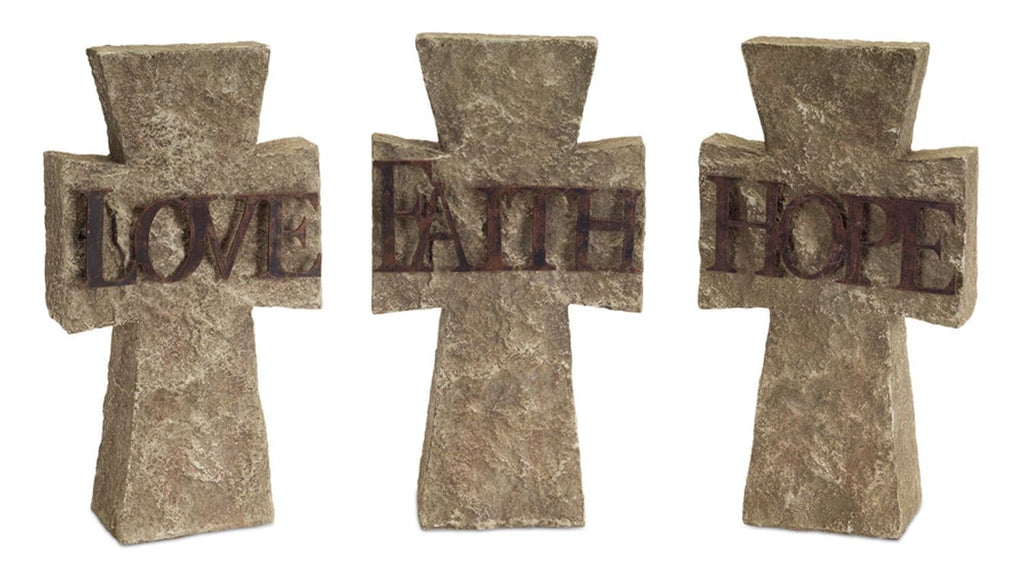 Rustic Hope Faith Love Cross Set – Farmhouse Tabletop Decor (Set of 3)