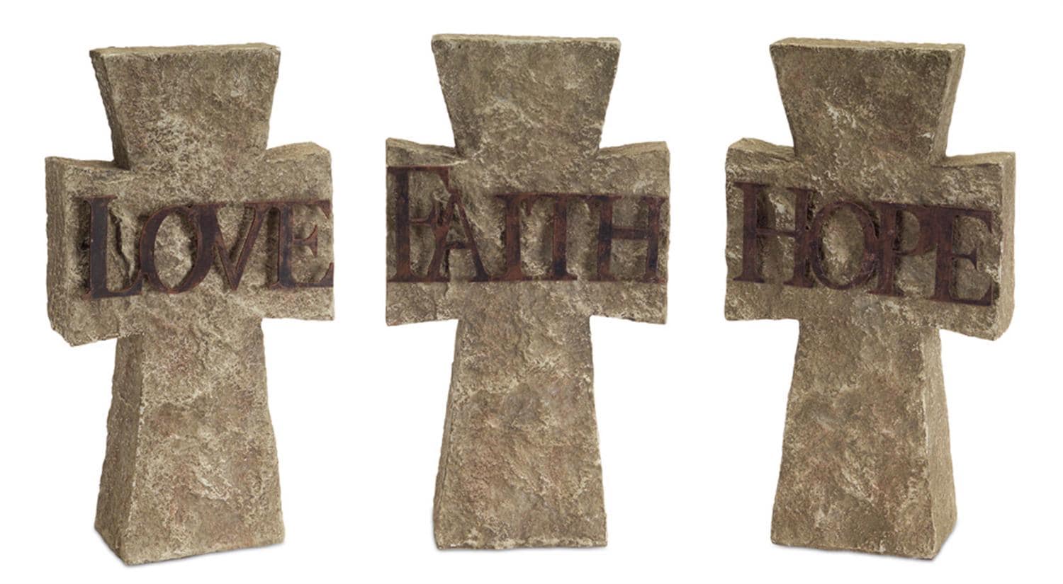 Rustic Hope Faith Love Cross Set – Farmhouse Tabletop Decor (Set of 3)