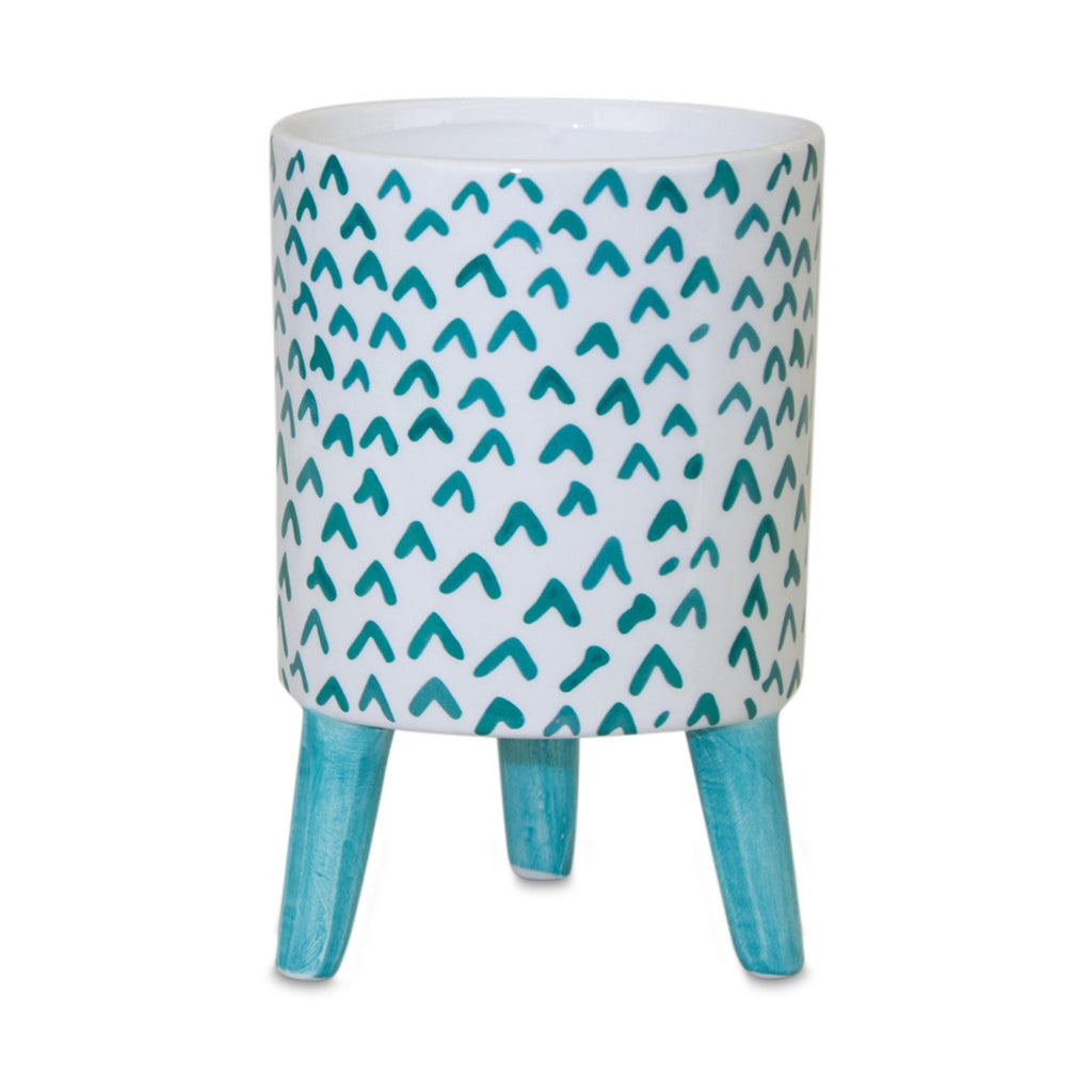 Small Blue and White Planter Set with Legs (2 Pots)