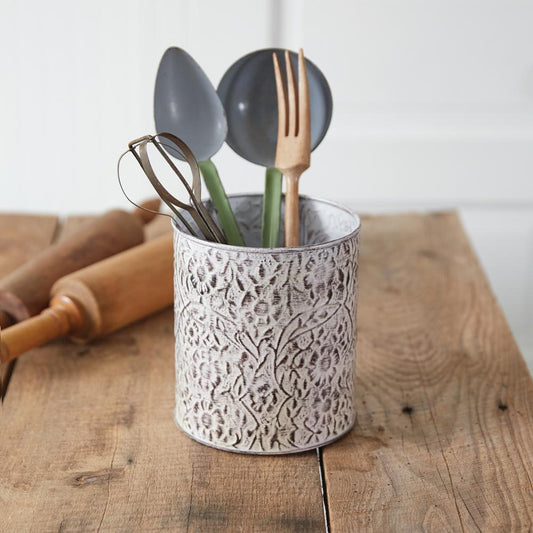 Wildflower Metal Utensil Holder – Rustic Floral Kitchen Organizer