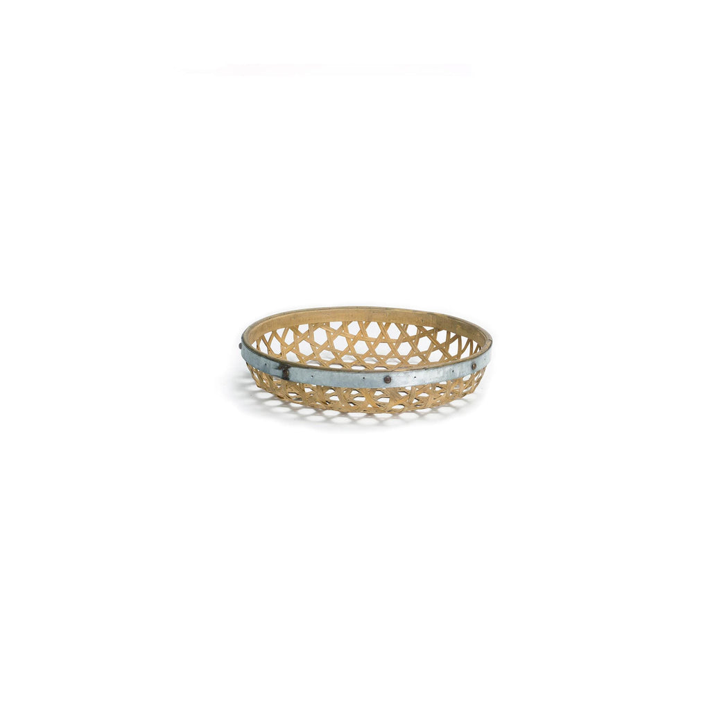 Woven Bamboo Tray Set with Metal Accent (3 Sizes)