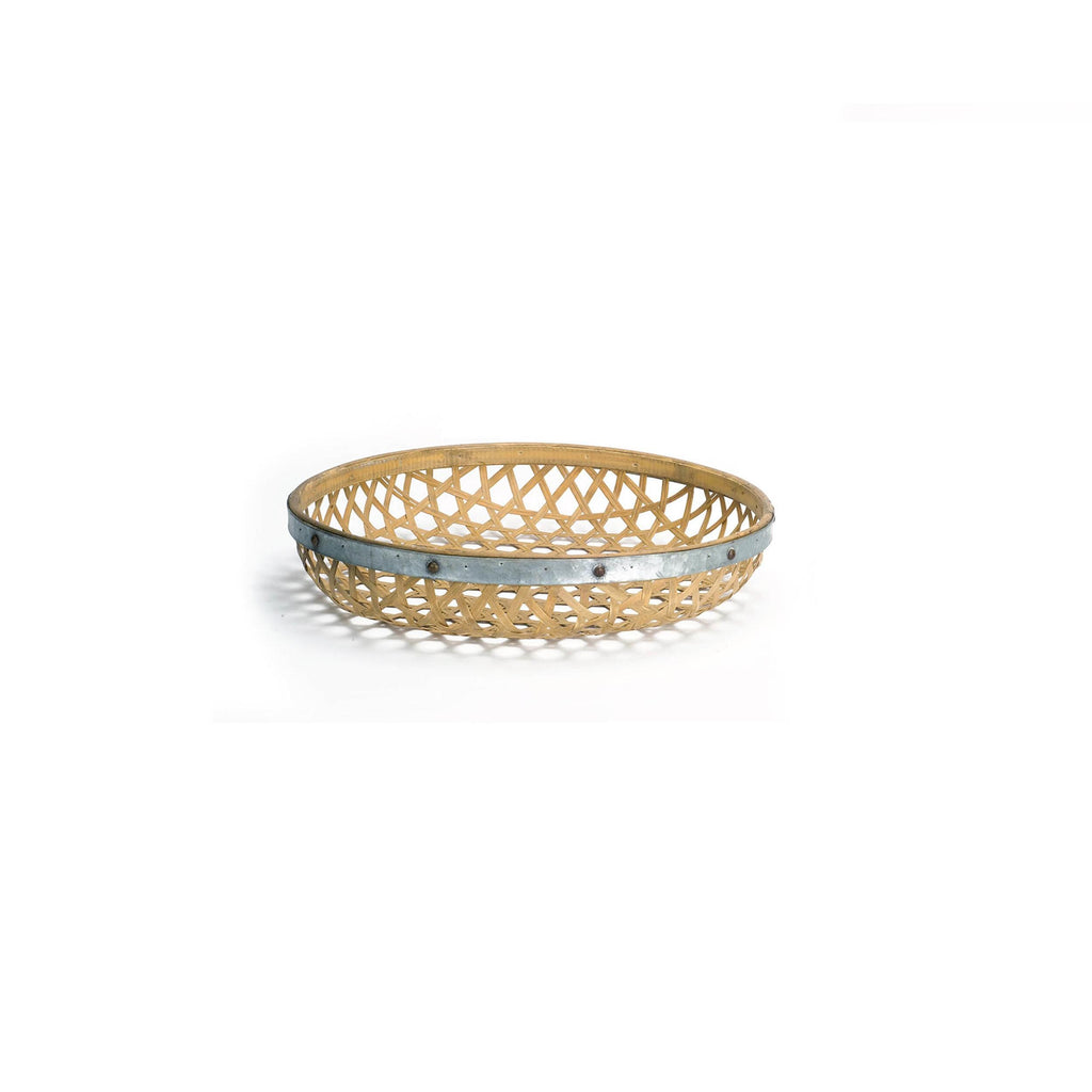 Woven Bamboo Tray Set with Metal Accent (3 Sizes)