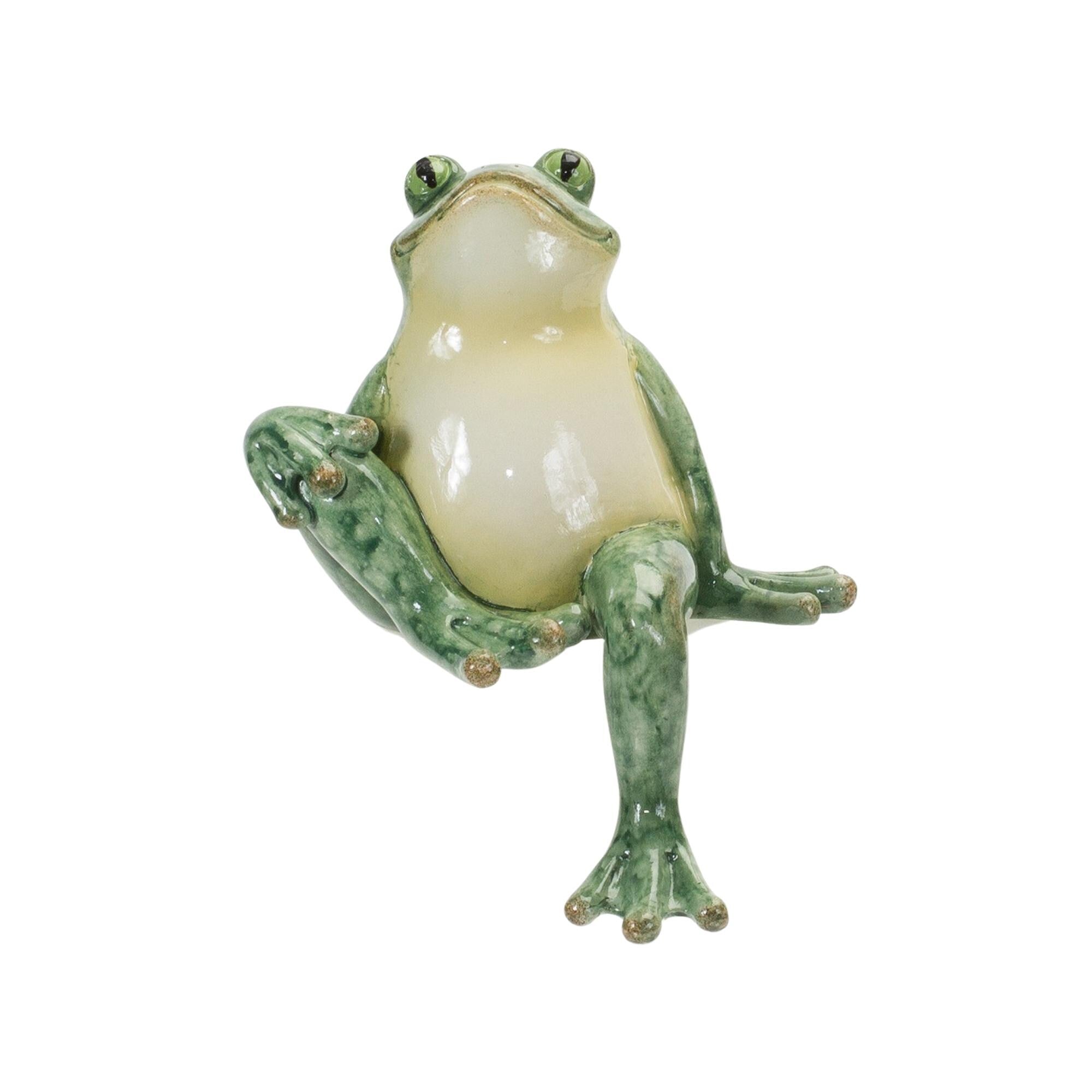 Rustic Stone Frog Shelf Sitters – Garden Decor Set of 3