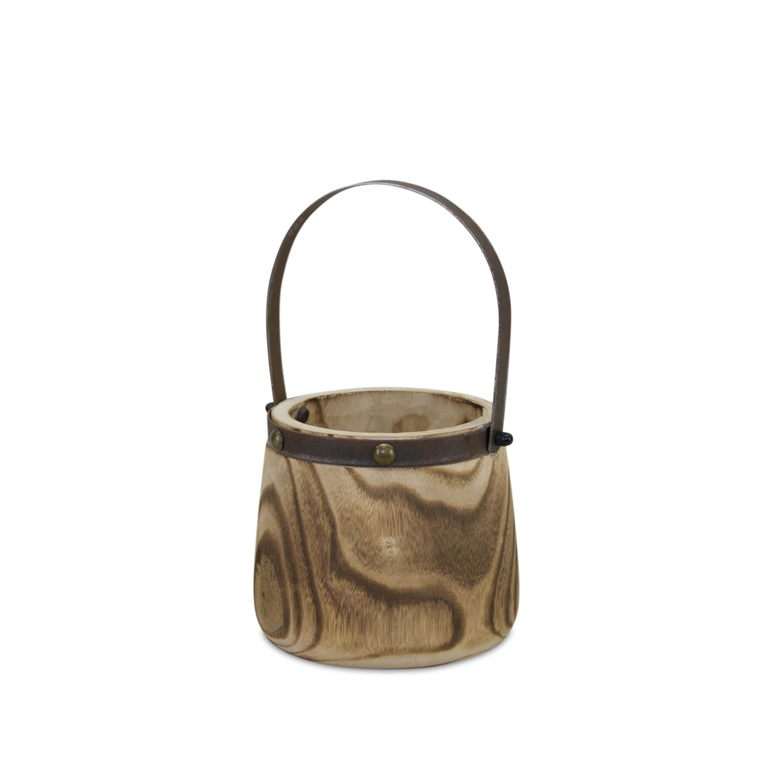 Rustic Wooden Pail Planter Set (2 Sizes)