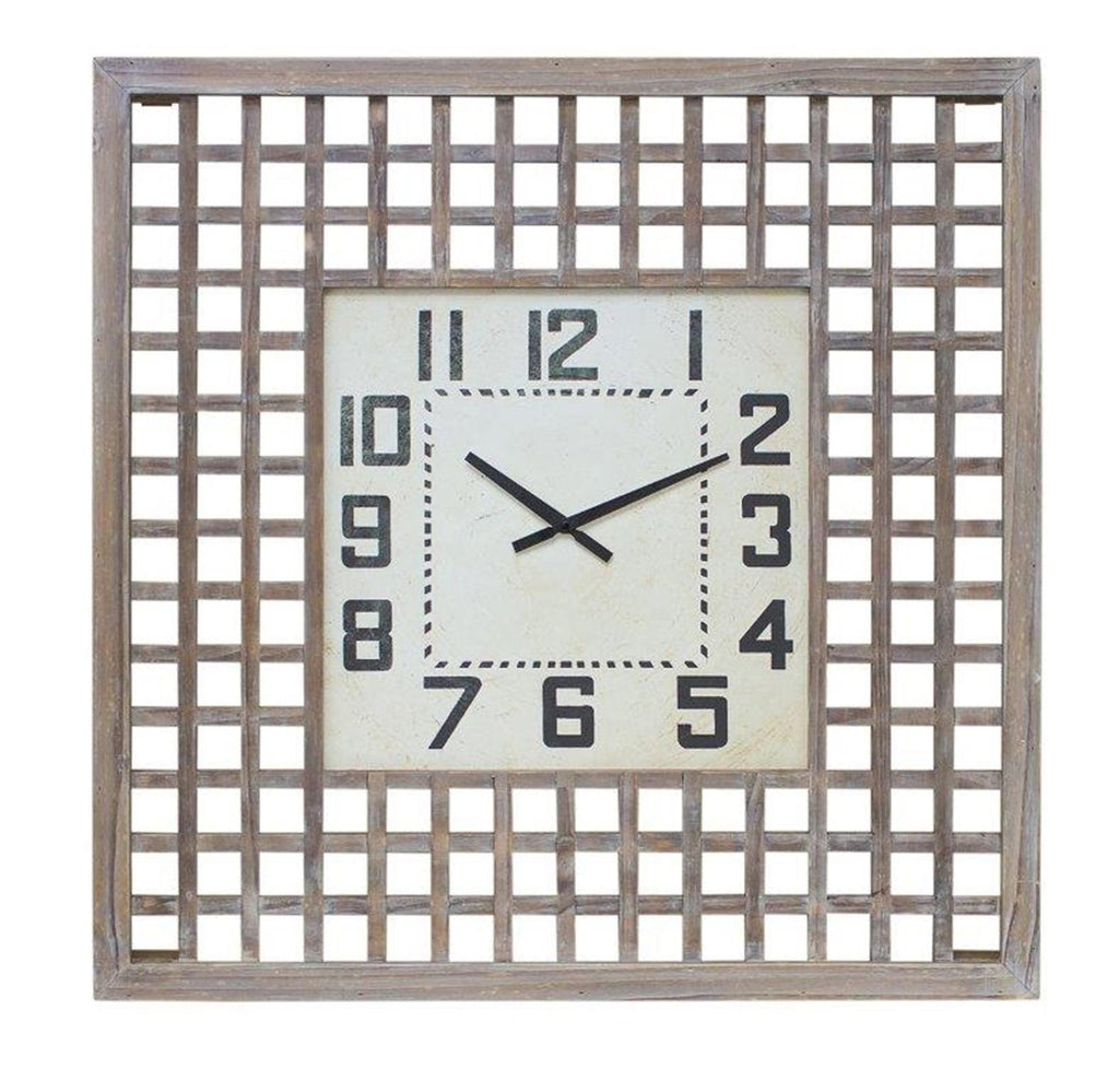 Large Whitewashed Wood Wall Clock (29.5”)