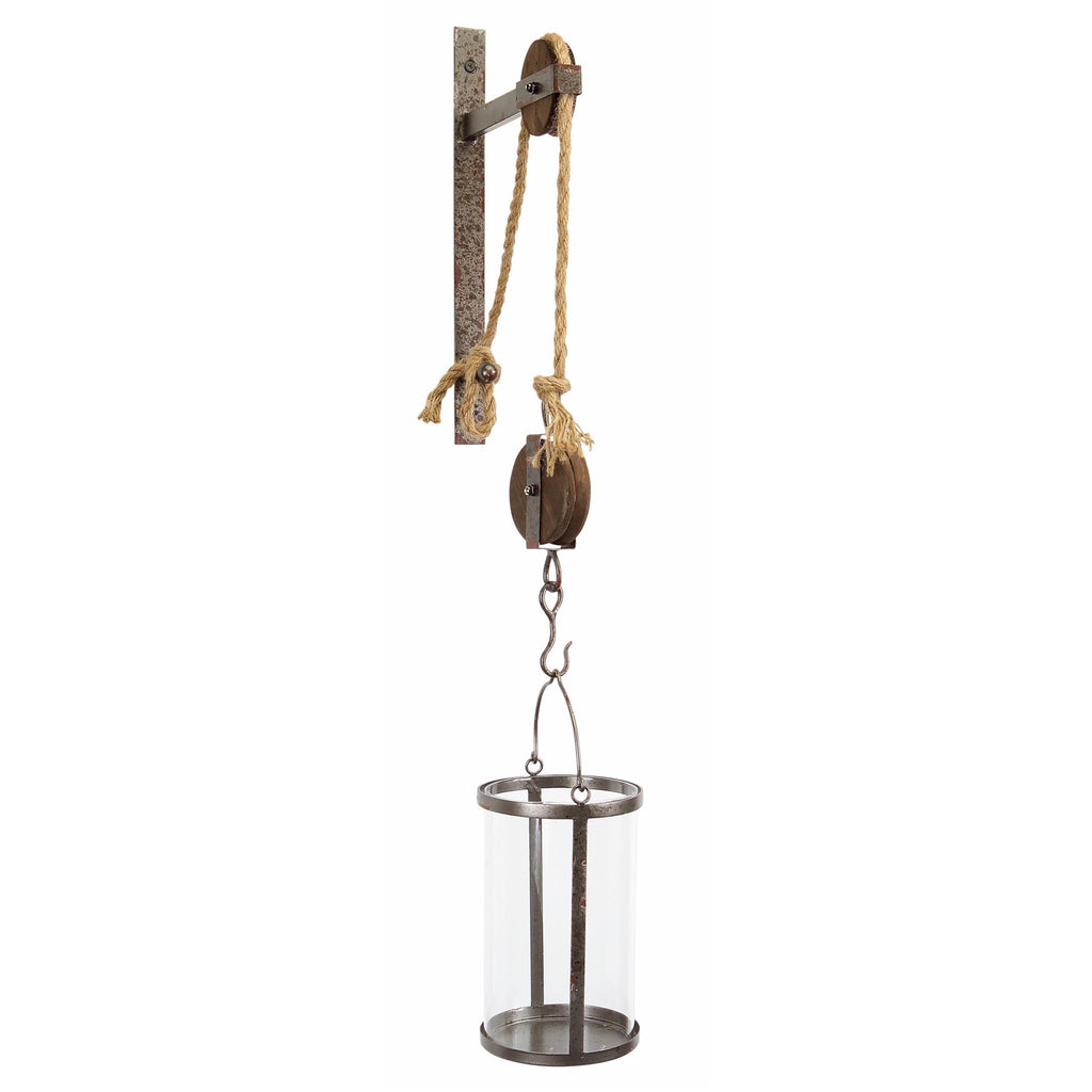 Industrial Pulley Candle Holder Wall Decor